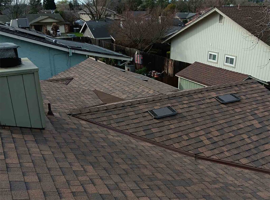 multi angle roof with new shingles